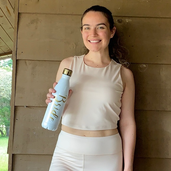 Metal Water Bottle/Thermos, Gold “Bride” Writing - Picture 2 of 2